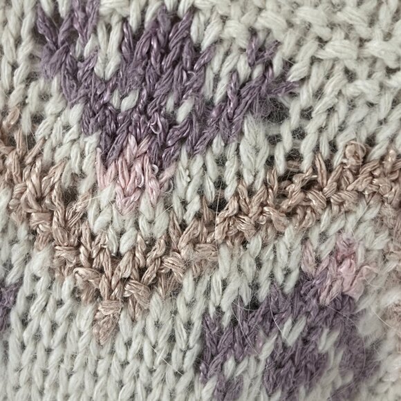 Vintage Express Angora Handknit Cardigan Silk Angora Size Large 90s Tradwife - Picture 6 of 11